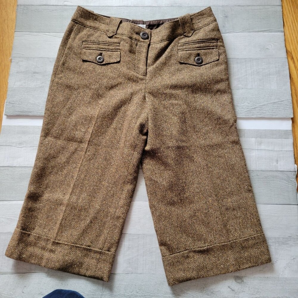 LOFT Petites Ann Taylor Wool Blend Herringbone Cropped Pants 8P